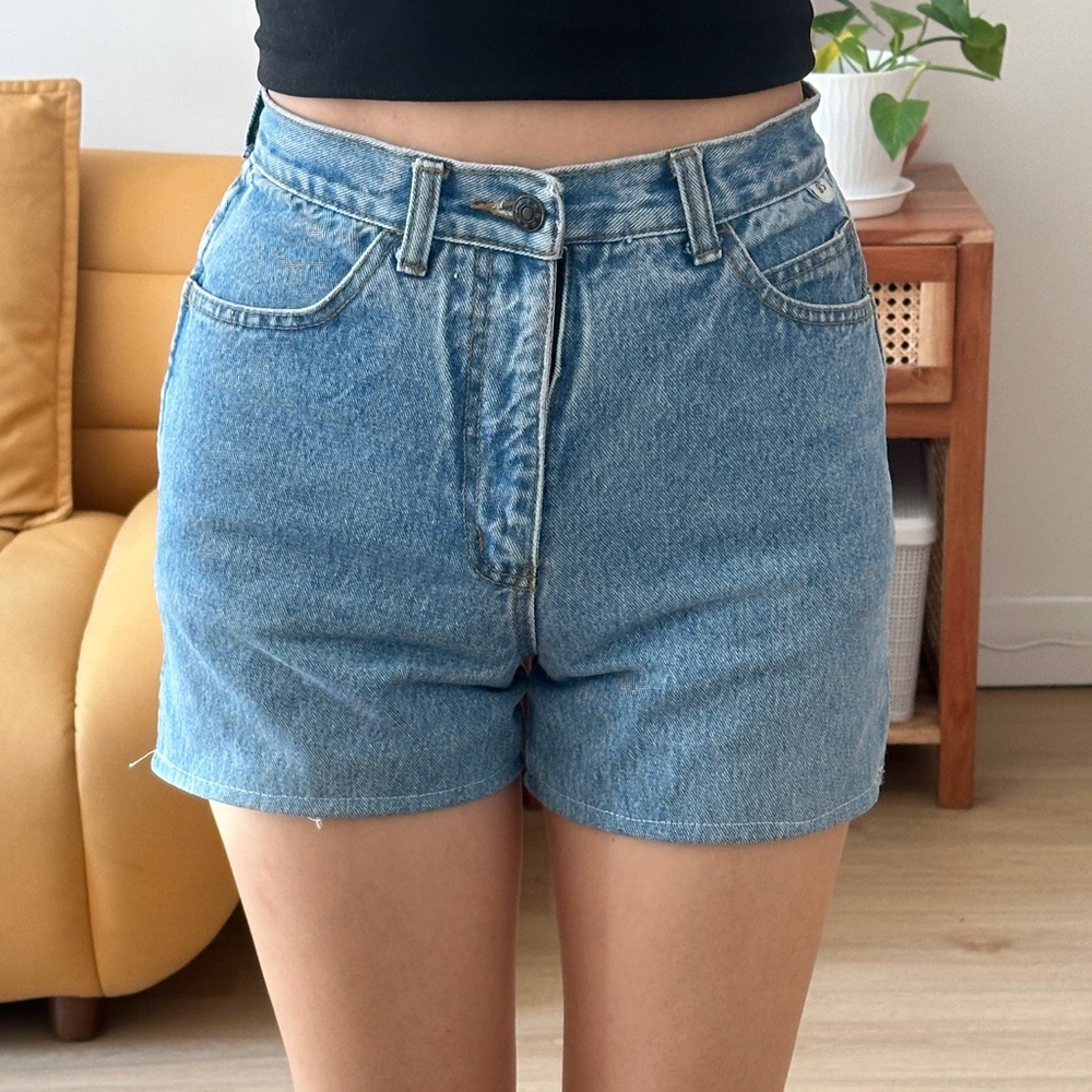 Blue high waisted denim shorts